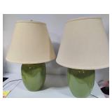 Avocado Colored Pair of Lamps