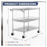 Vanzbon 3-Tier Heavy Duty Metal Kitchen Utility Cart with Wheels
