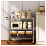 Vanzbon 3-Tier Heavy Duty Metal Kitchen Utility Cart with Wheels