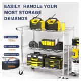 Vanzbon 3-Tier Heavy Duty Metal Kitchen Utility Cart with Wheels