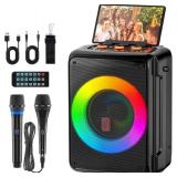 HWWR Karaoke Machine with 2 Microphones