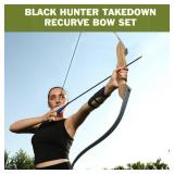 Lingyue Black Hunter Recurve Bow and Arrow Set