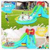 Whubefy Inflatable Water Slide Park/Bounce House for Kids 3-6