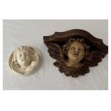 Set of 2 Vintage Cherub Wall Plaques