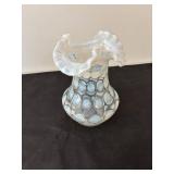 Fenton Coin Dot Ruffled Vase in Opalescent Glass