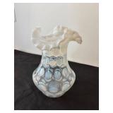 Fenton Coin Dot Ruffled Vase in Opalescent Glass