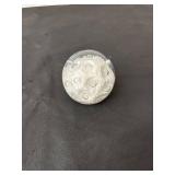 Unique Clear and White Glass Art Glass Controlled Bubble Paperweight Sphere