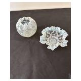 Fenton Opalescent Rose Bowl and Ruffled Bowl Set