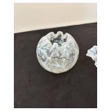 Fenton Opalescent Rose Bowl and Ruffled Bowl Set