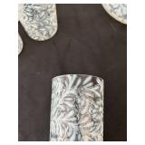 Opalescent Fern & Daisy Glass Pitcher with 5 Matching Tumblers Set