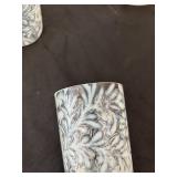 Opalescent Fern & Daisy Glass Pitcher with 5 Matching Tumblers Set