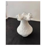 Fenton Spanish Lace Silvercrest Glass Vases - Set of 2