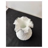 Fenton Spanish Lace Silvercrest Glass Vases - Set of 2