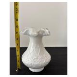 Fenton Spanish Lace Silvercrest Glass Vases - Set of 2