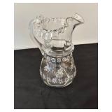 Elegant Handcrafted Glass Pitcher with Floral Enameling