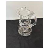 Elegant Handcrafted Glass Pitcher with Floral Enameling