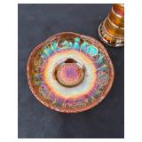 Vintage Carnival Glass Vase and Bowl Set