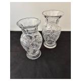 Pair of Crystal Glass Vases with Intricate Design