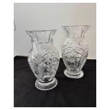 Pair of Crystal Glass Vases with Intricate Design