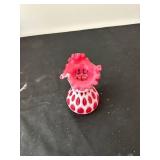 Set of 3 Fenton Cranberry Opalescent Coin Dot Vases