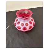 Set of 3 Fenton Cranberry Opalescent Coin Dot Vases