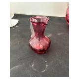 Vintage Fenton Cranberry Glass Coin Dot Pitcher Set with Glasses