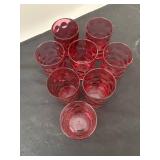 Vintage Fenton Cranberry Glass Coin Dot Pitcher Set with Glasses