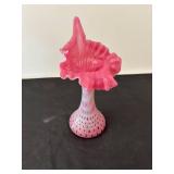 Jack in the Pulpit Pink Fenton Opalescent Glass Vase