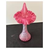 Jack in the Pulpit Pink Fenton Opalescent Glass Vase