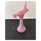 Jack in the Pulpit Pink Fenton Opalescent Glass Vase