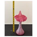 Jack in the Pulpit Pink Fenton Opalescent Glass Vase