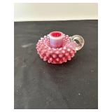 Pair of Vintage Pink Hobnail Glass Candle Holders