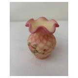 Fenton Fredrick Signed Hand-painted Pink Burmese Vase