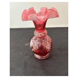 Fenton Glass Vase Handpainted by C. McGuffie