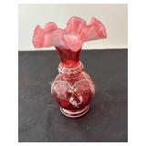 Fenton Glass Vase Handpainted by C. McGuffie