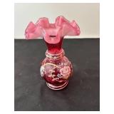 Fenton Glass Vase Handpainted by C. McGuffie
