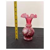 Fenton Glass Vase Handpainted by C. McGuffie