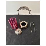 Antique Victorian Silverplate and Cranberry Glass Pickle Castor