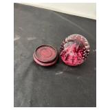 Fenton Red Fairy Lamp, Art Glass Vase, and Paperweight Collection