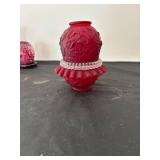 Fenton Red Fairy Lamp, Art Glass Vase, and Paperweight Collection