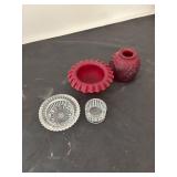 Fenton Red Fairy Lamp, Art Glass Vase, and Paperweight Collection