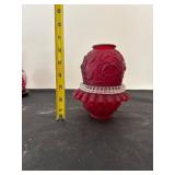 Fenton Red Fairy Lamp, Art Glass Vase, and Paperweight Collection