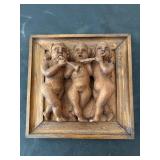 Pair of Carved Wooden Cherub Wall Plaques