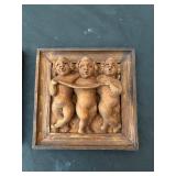Pair of Carved Wooden Cherub Wall Plaques