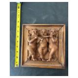 Pair of Carved Wooden Cherub Wall Plaques