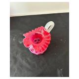 Pair of Vintage Fenton Cranberry Opalescent Hobnail Glass Pitchers