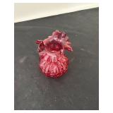 Set of 3 Fenton Cranberry Glass Vases with Original Display Sign