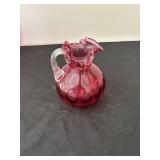 Set of 2 Vintage Cranberry Glass Pitchers