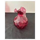 Set of 2 Vintage Cranberry Glass Pitchers