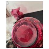 Set of 2 Vintage Cranberry Glass Pitchers